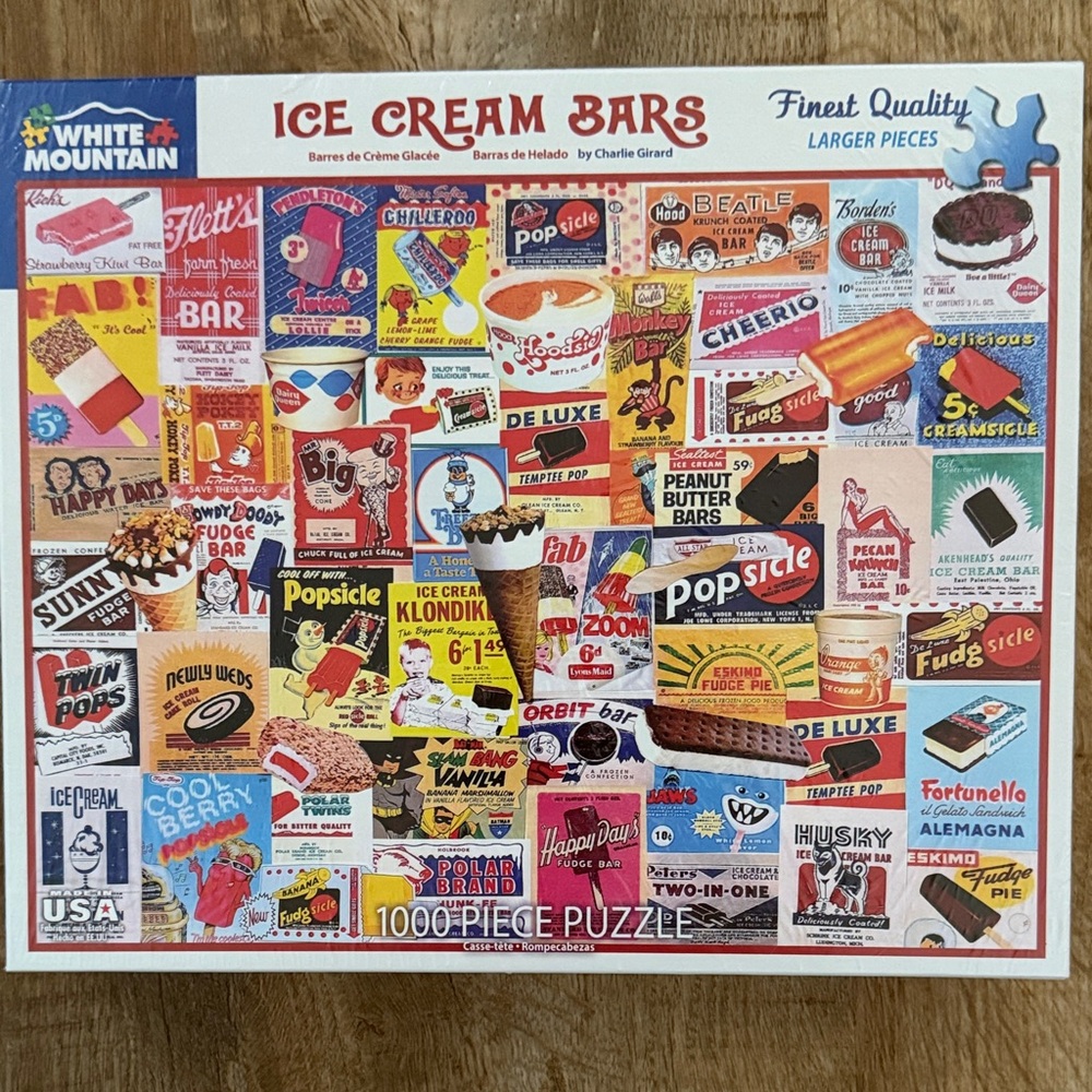 White Mountain Ice Cream Bars 1000-Piece Puzzle - Vintage Labels (NEVER OPENED)